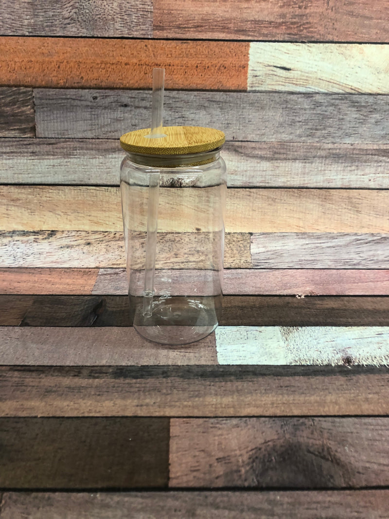 16oz Clear Cup-Bamboo Lid