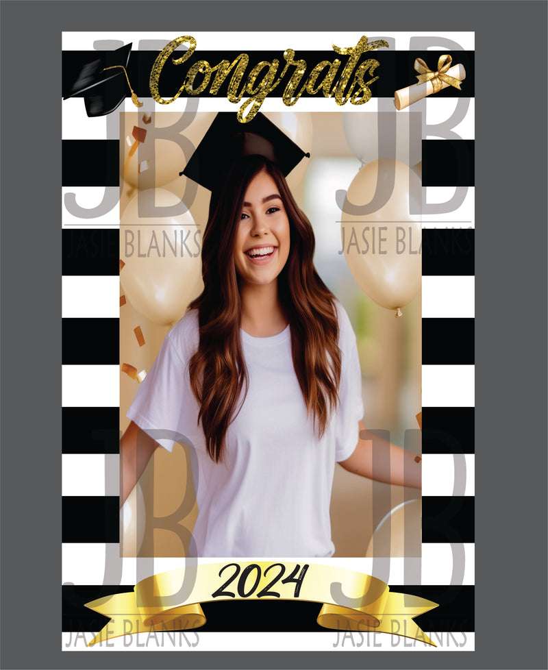 Congrats 2024 Black Gold Stripe Photo Prop