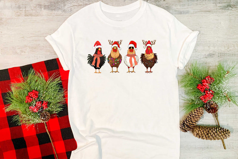 4 Christmas Chickens - Graphic Tee