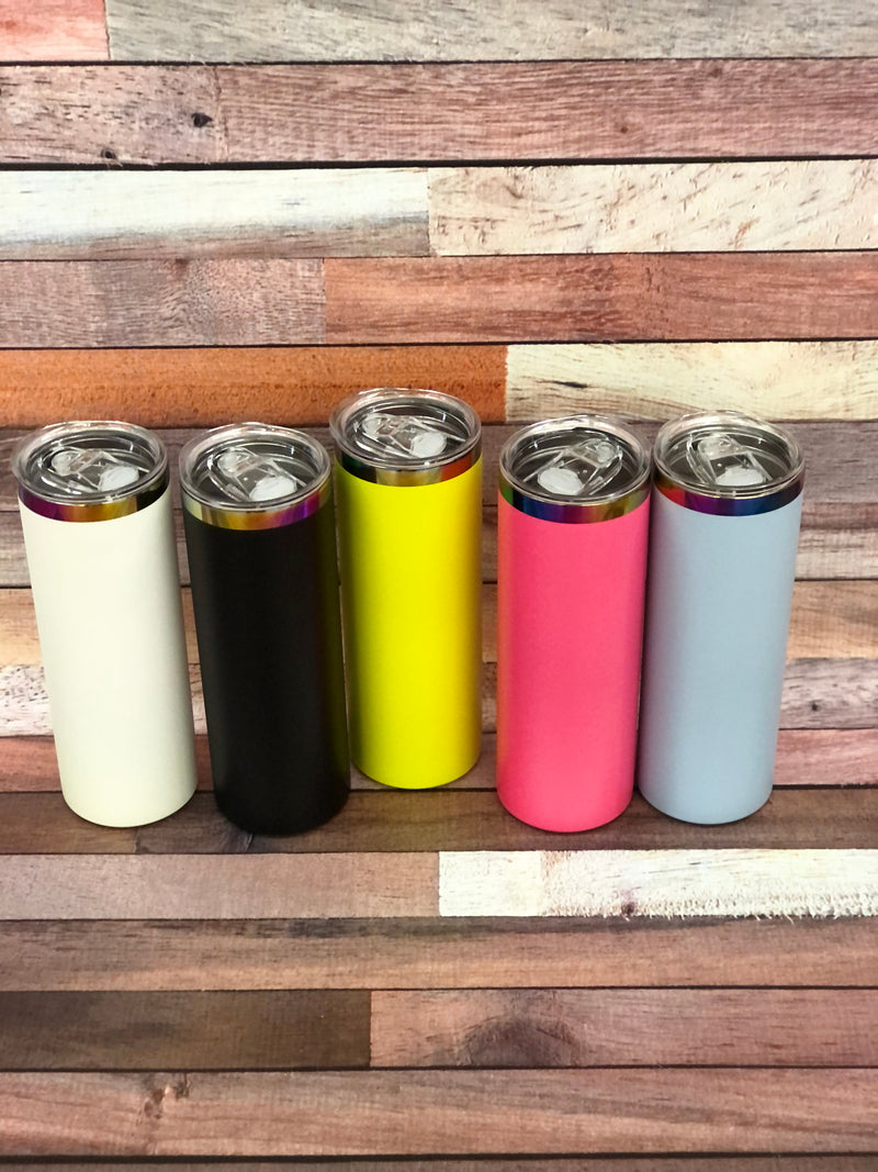 20oz Skinny Rainbow Powder Coated Tumblers