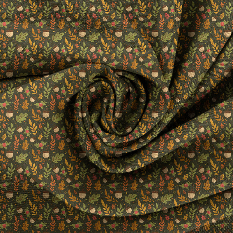 Acorns and Holly Autumn Fabric