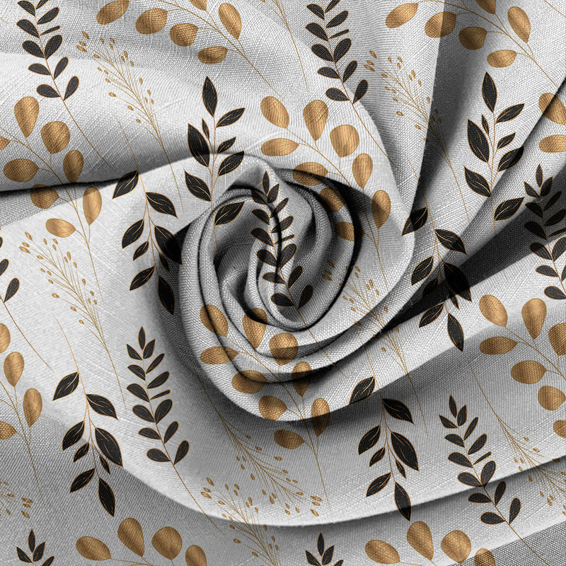Black and Gold Leaves Fabric