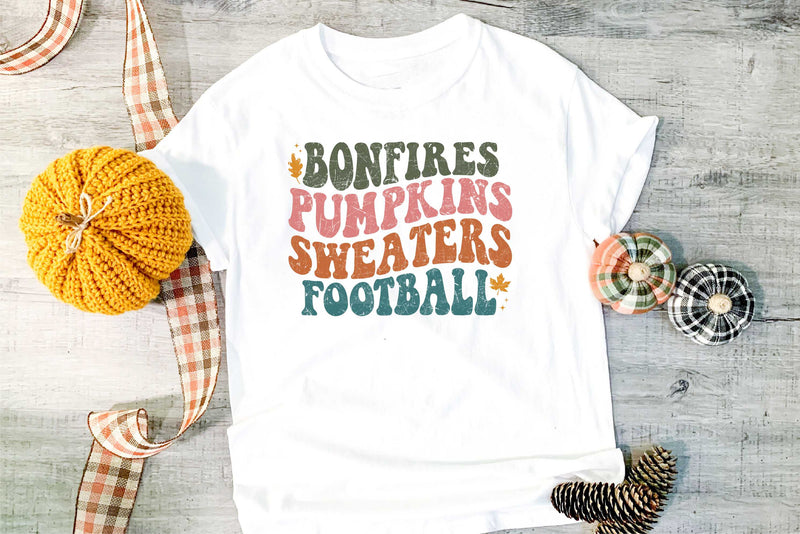 Bonfires Pumpkins Sweaters Football-Retro- Transfer