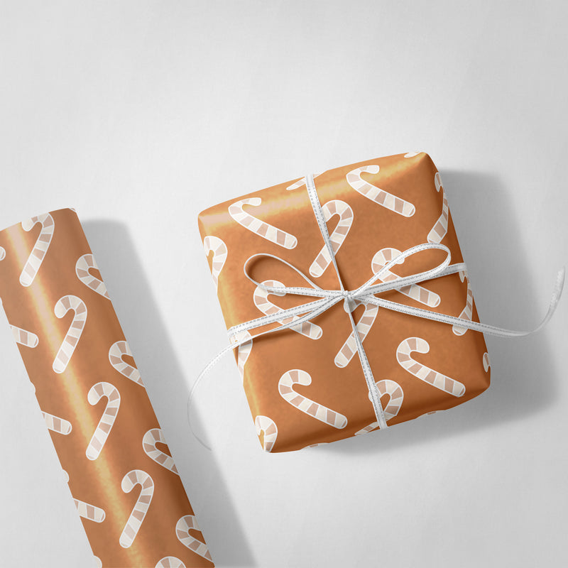 Brown Candy Canes Wrapping Paper