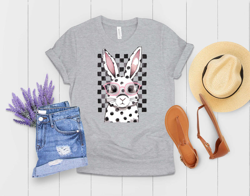 Checkered Bunny With Glasses - Transfer