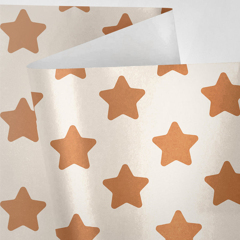 White and Gold Stars Wrapping Paper