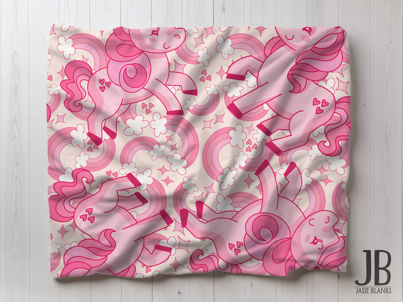 Cutie Pink Unicorns Plush Blanket
