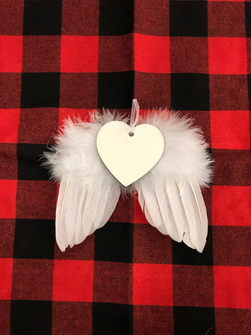 Feather Angel Wing Ornament-HEART center