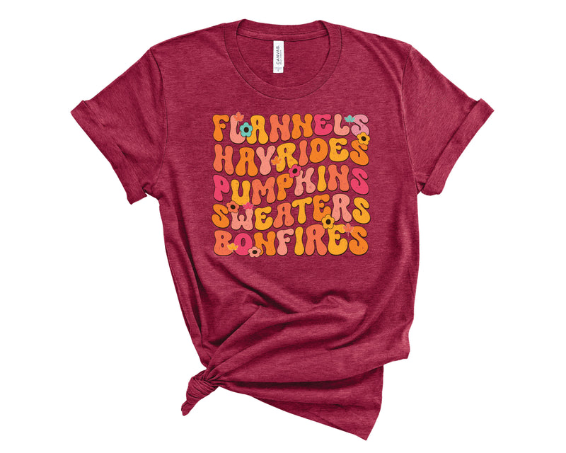 Flannels Hayrides Pumpkins Sweaters Bonfires - Transfer