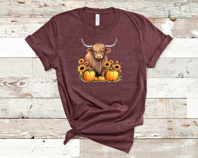 Fall Highland Cow Standing - Transfer