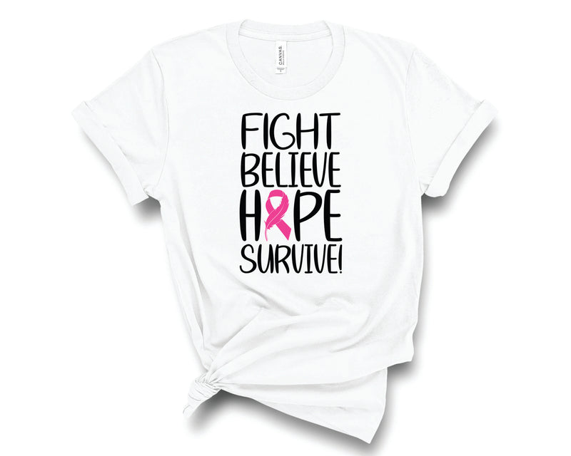 Fight Believe Hope Survive Pink Ribbon - Transfer