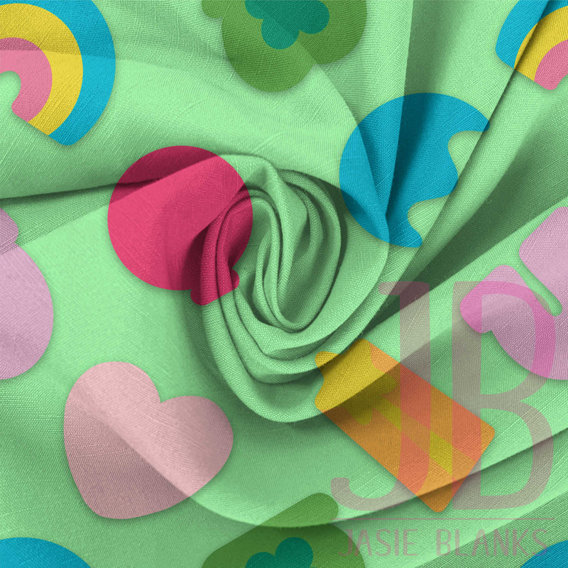 Green Lucky Marshmellows Fabric