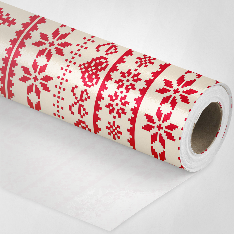 Red and White Knitted Christmas Wrapping Paper