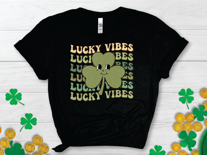 Lucky Vibes Stacked Retro- Transfer