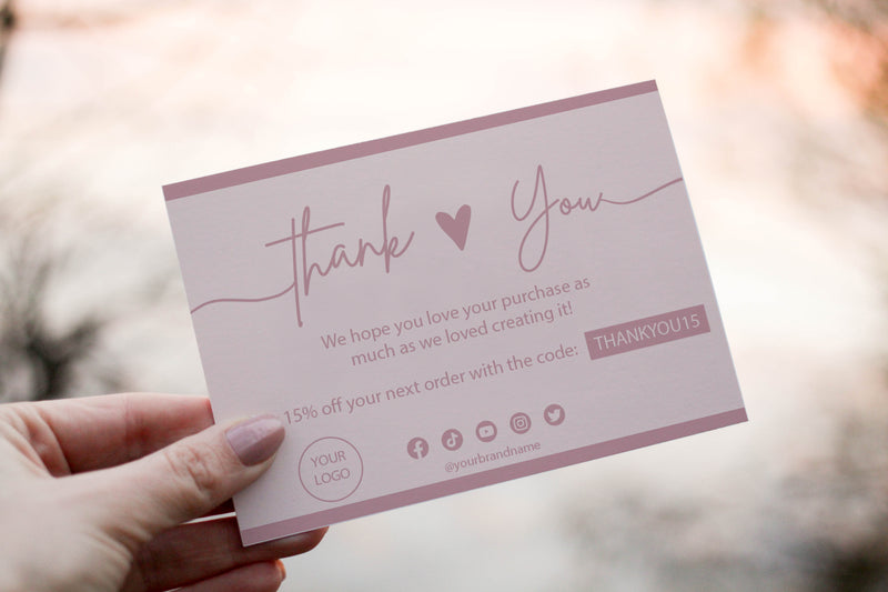 Mauve and Cream - Customizable Thank You Card