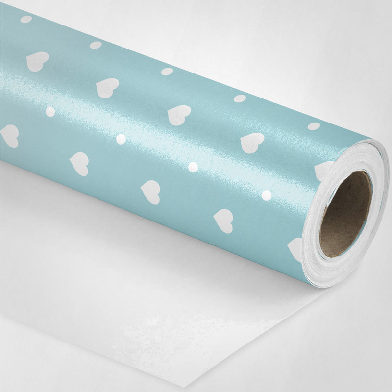 Mint Green Hearts Wrapping Paper