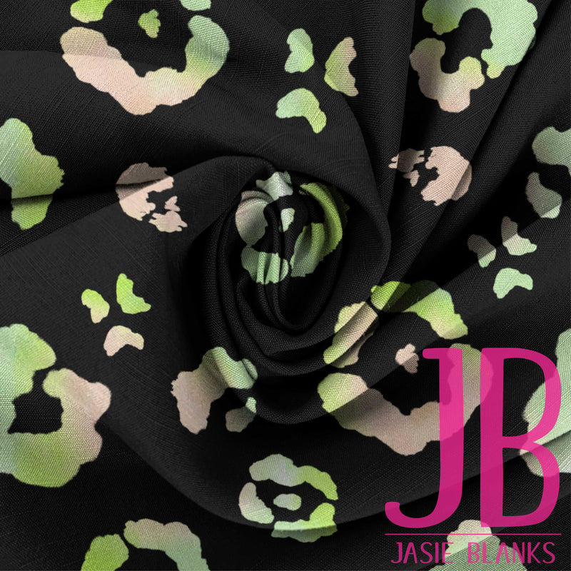 Neon Leopard Fabric-Black and Green