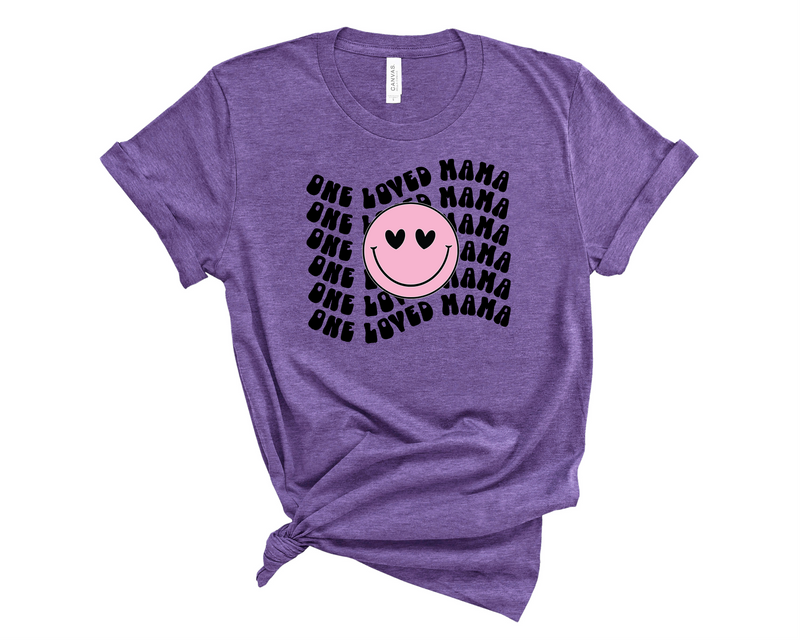 One Loved Mama Retro Stacked Smiley - Transfer