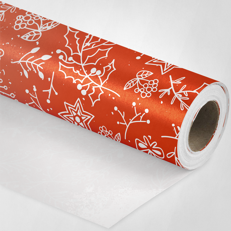 Orange Floral Wrapping Paper