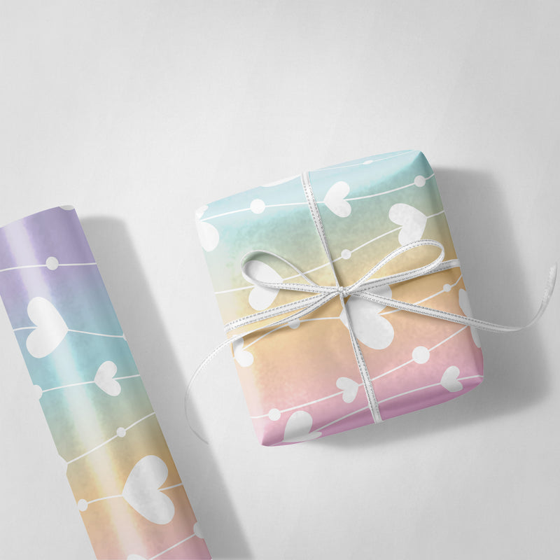 Pastel Background Hearts Wrapping Paper