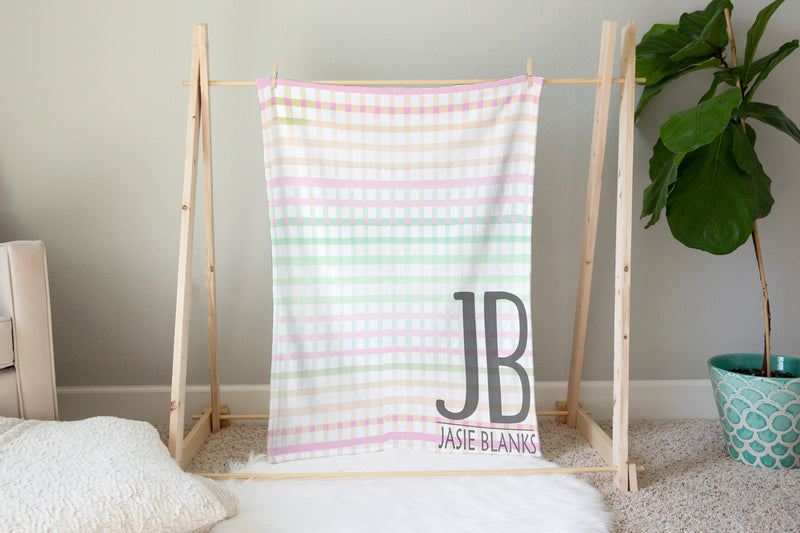 Pastel Gingham Plush Blanket