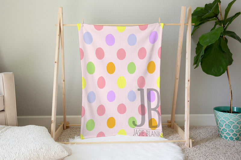 Pastel Polkadot Plush Blanket