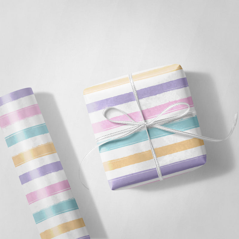 Pastel Rainbow Stripes Wrapping Paper