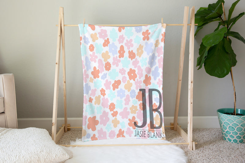 Pastel Floral Plush Blanket