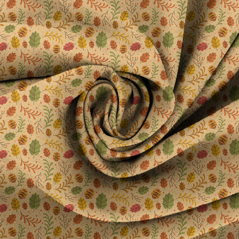 Pinecones and Leaves Autumn Fabric