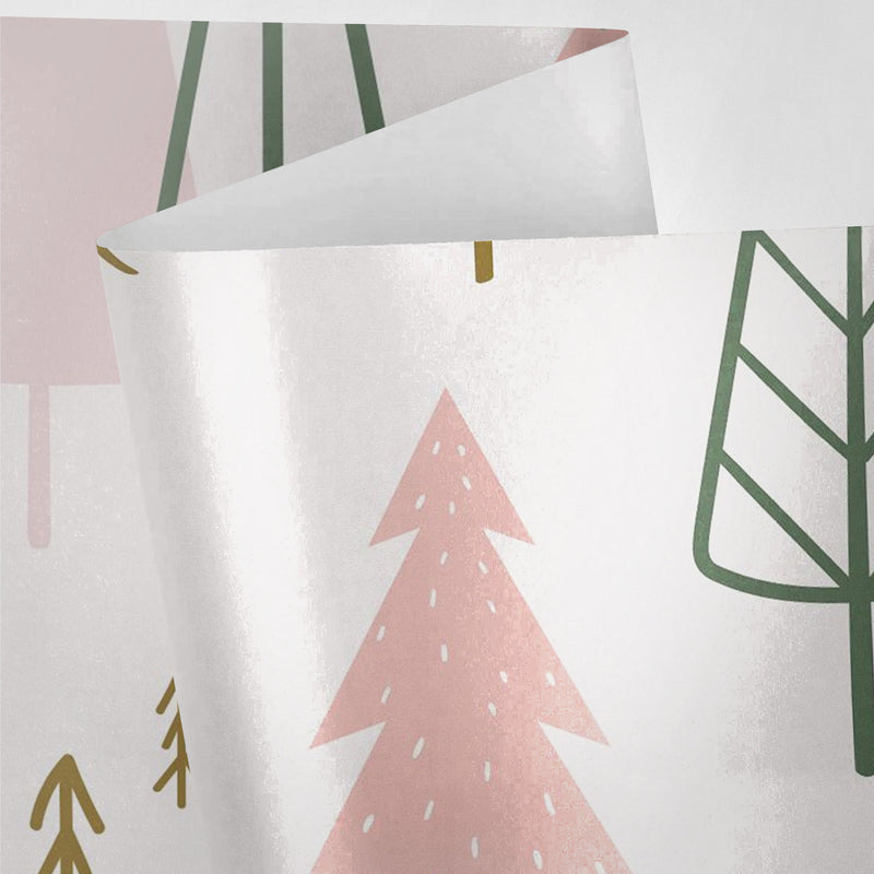 Pink Christmas Tree Drawings Wrapping Paper