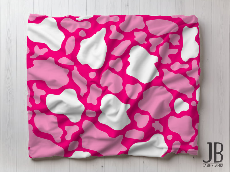 Pink Cow Print Plush Blanket