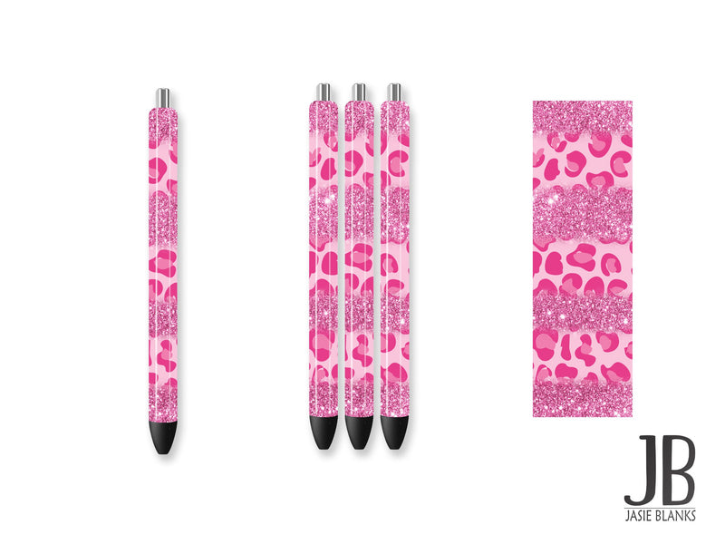 Pen Wrap-Pink Leopard Glitter Stripes