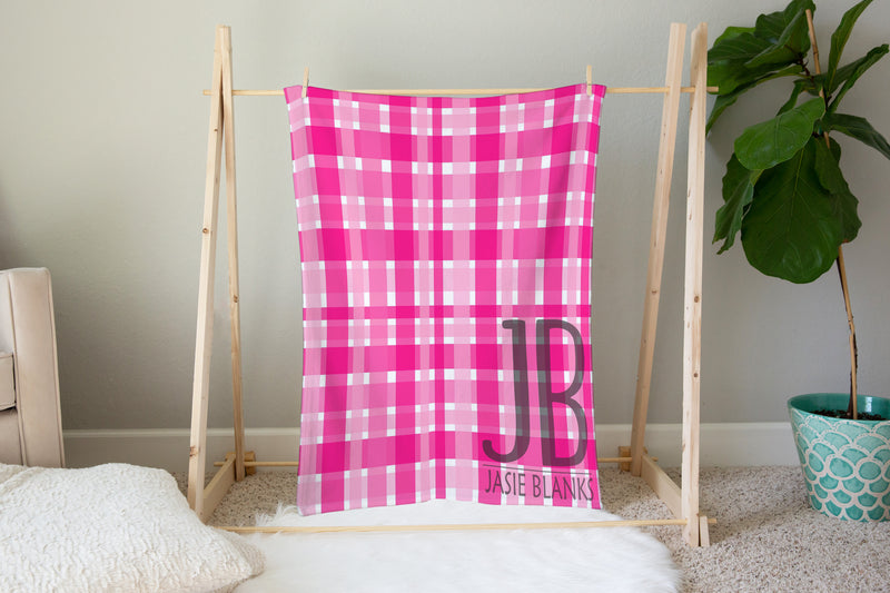 Pink Plaid Plush Blanket