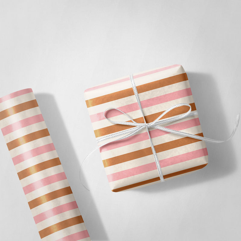 Pink and Brown Stripes Wrapping Paper