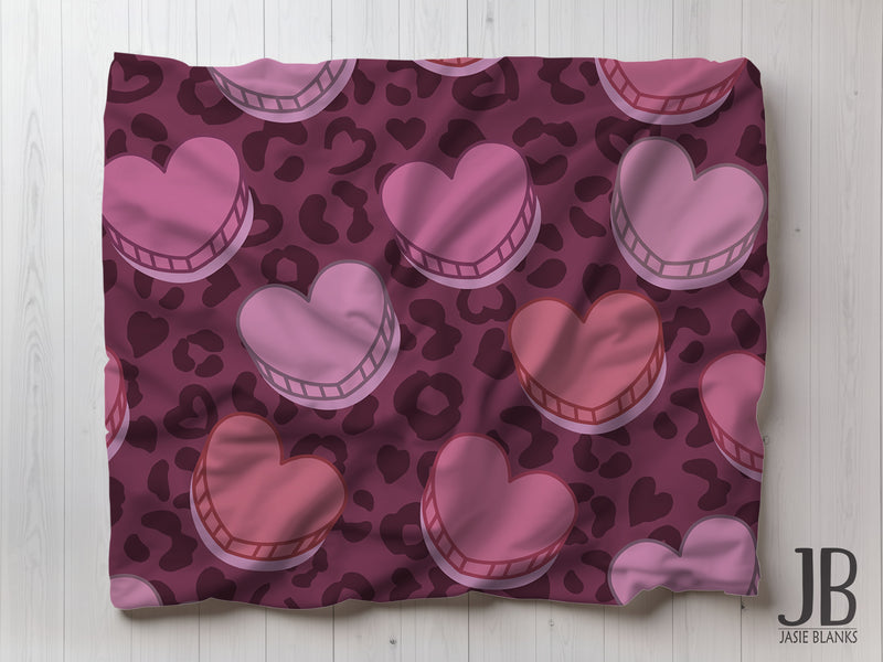 Purple Leopard Hearts Plush Blanket