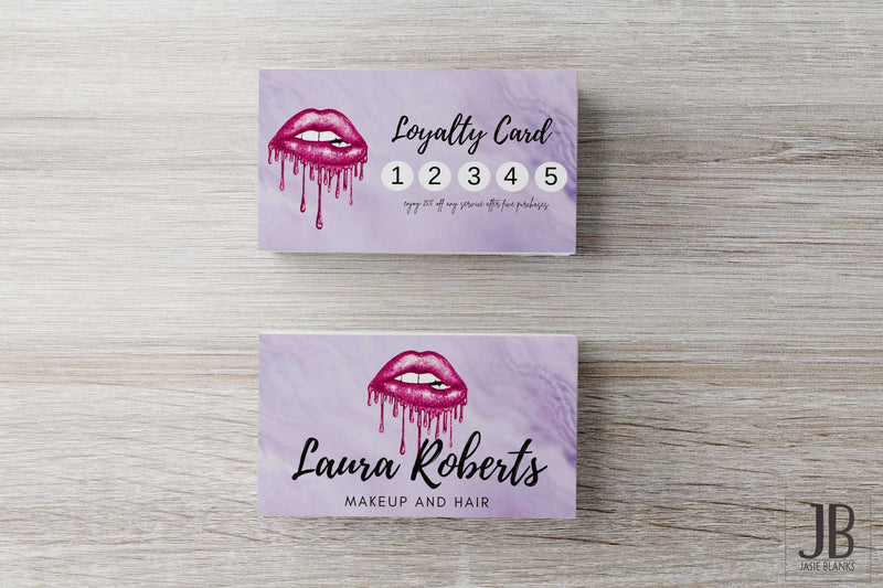 Purple Watercolor Lips Loyalty Card