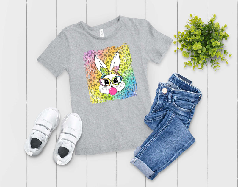 Rainbow Leopard Bunny W Glasses - Transfer