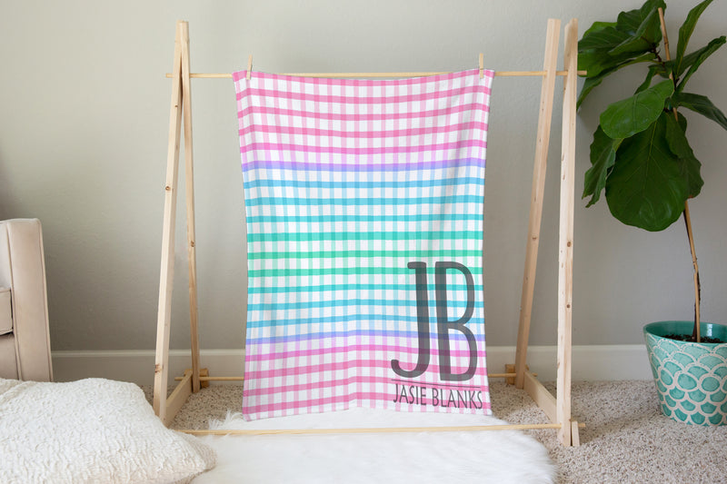 Spring Gingham Plush Blanket