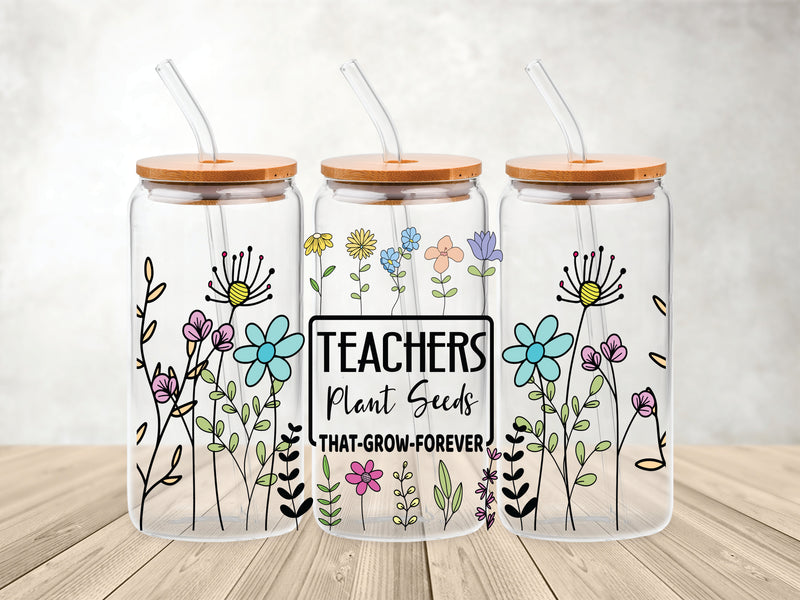 Teacher's Plant Seeds Floral - UV DTF Wrap