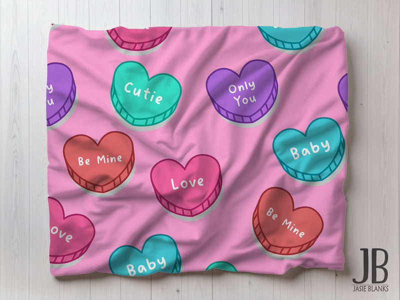 Valentine Heart Candy Plush Blanket