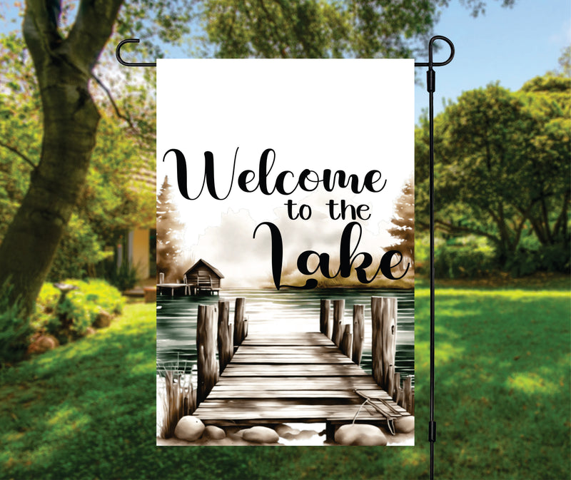 Welcome To The Lake Garden Flag