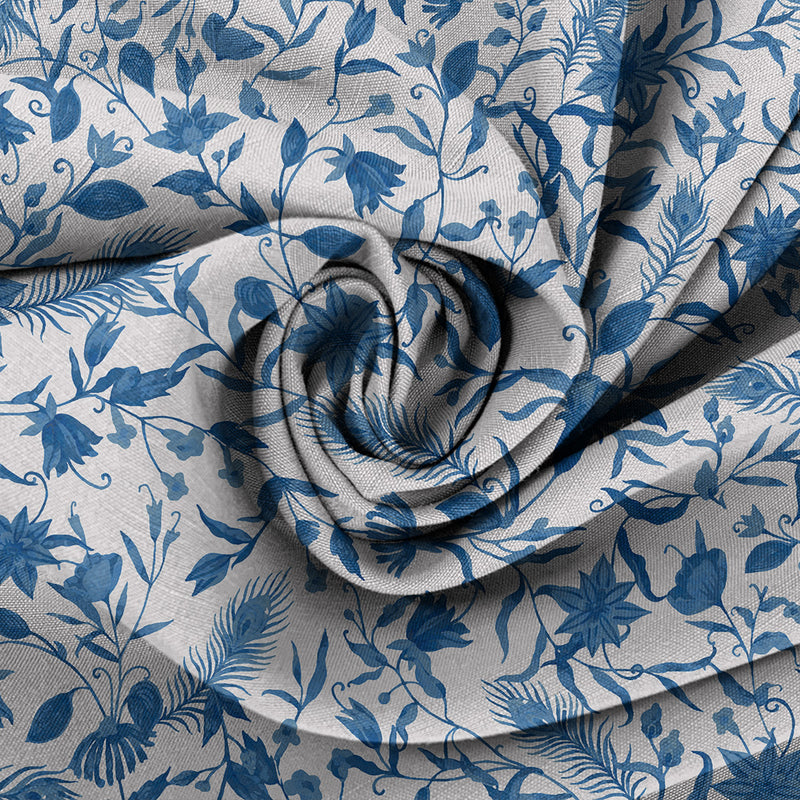 White and Blue Floral Fabric