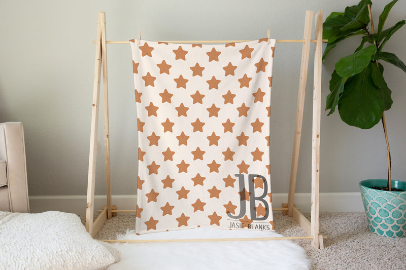 White and Gold Stars Plush Blanket