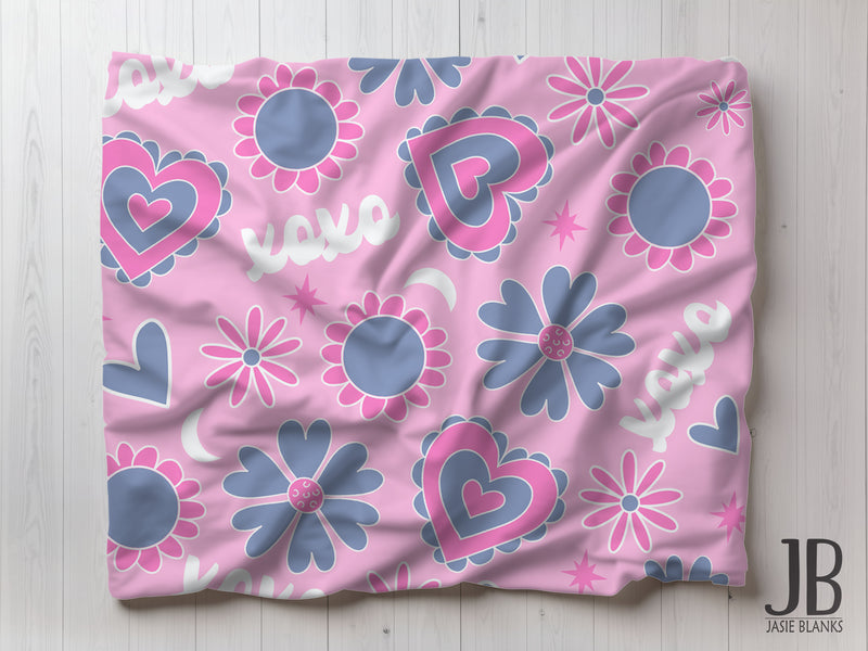 XOXO Plush Blanket-Pink and Blue