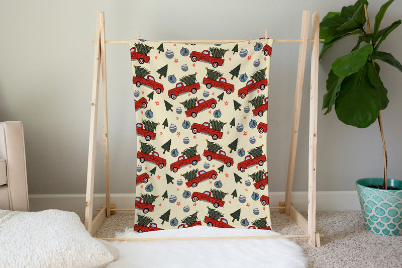 Christmas Tree Truck Plush Blanket