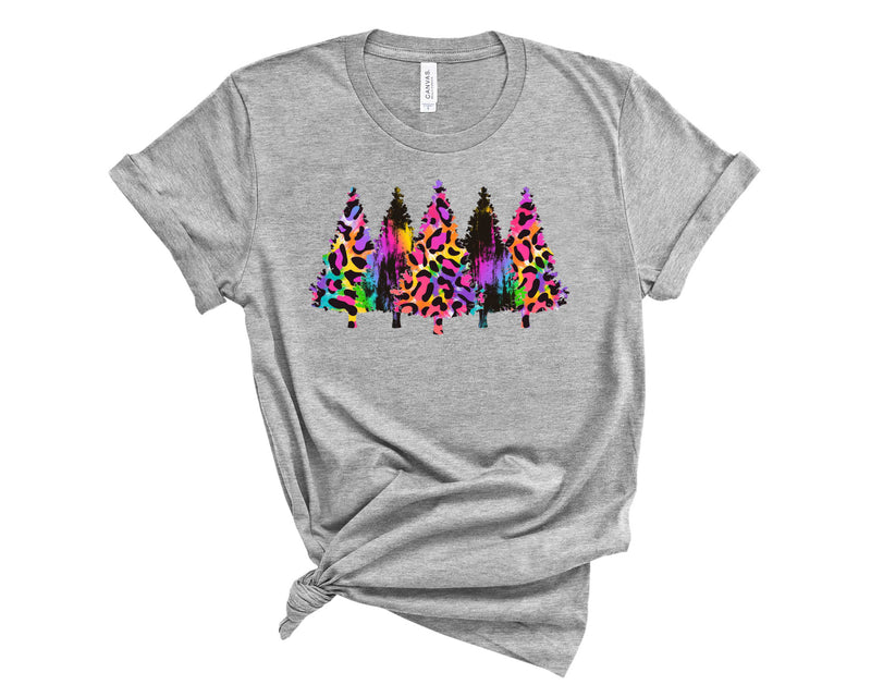 Christmas Tree Line Rainbow Leopard - Transfer