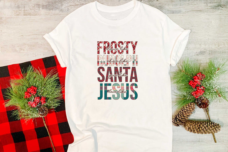 Frosty Rudolph Santa Jesus Plaid - Transfer