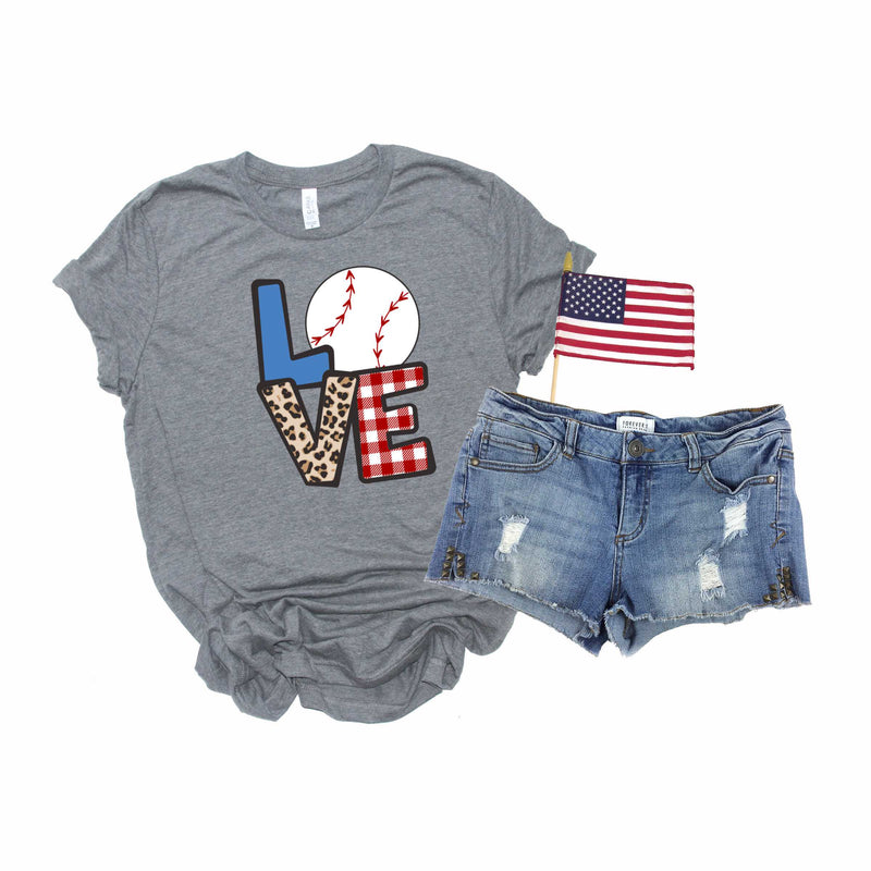 LOVE Baseball Stacked-leopard and plaid- Transfer