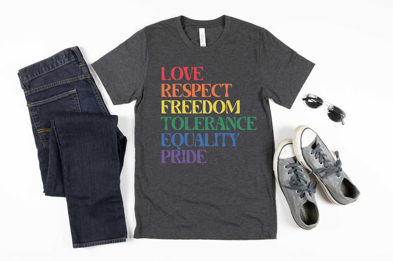 Love Respect Freedom Tolerance Equality Pride- Transfer