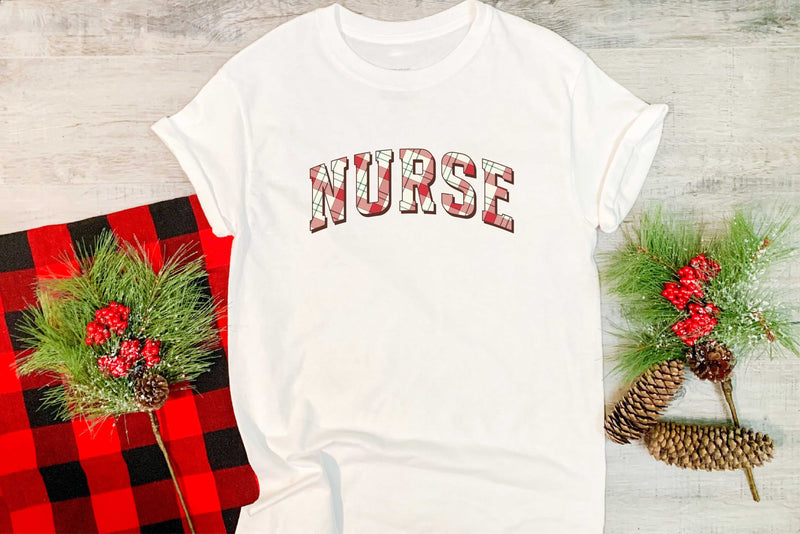 Nurse Christmas Plaid - Transfer